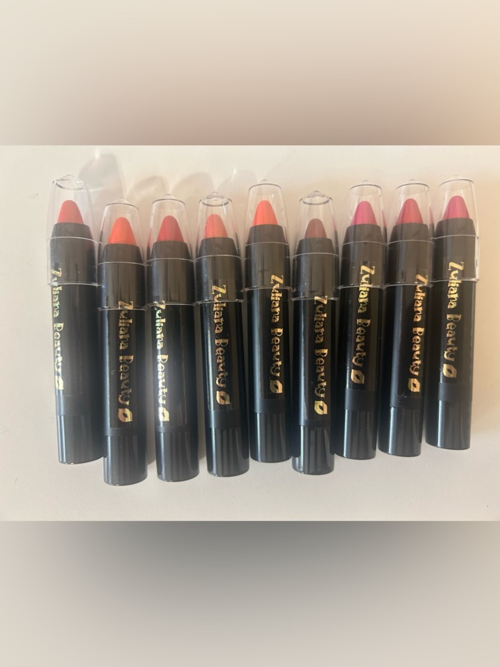 Zuliana Lip Crayon Set - 9pc Bundle Coral &  Pink Duo Tones